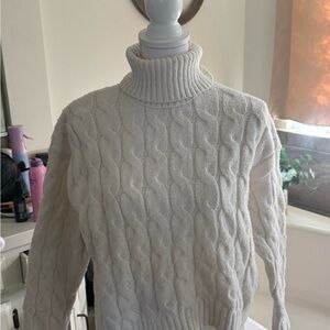 Pink Republic Ivory Cable Knit Turtleneck Sweater